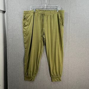 AnyBody Textured Knit Jersey Jogger with Tie Waistban Burnt Olive Petite X-Large
